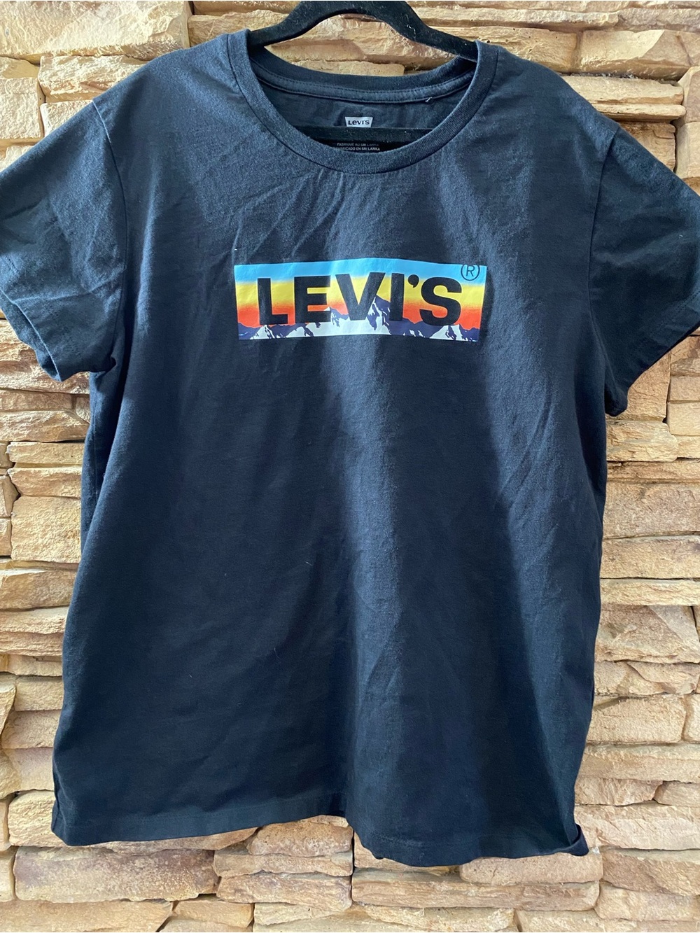 Levi’s Black Mountain Sunset Graphic Logo T-Shirt Large